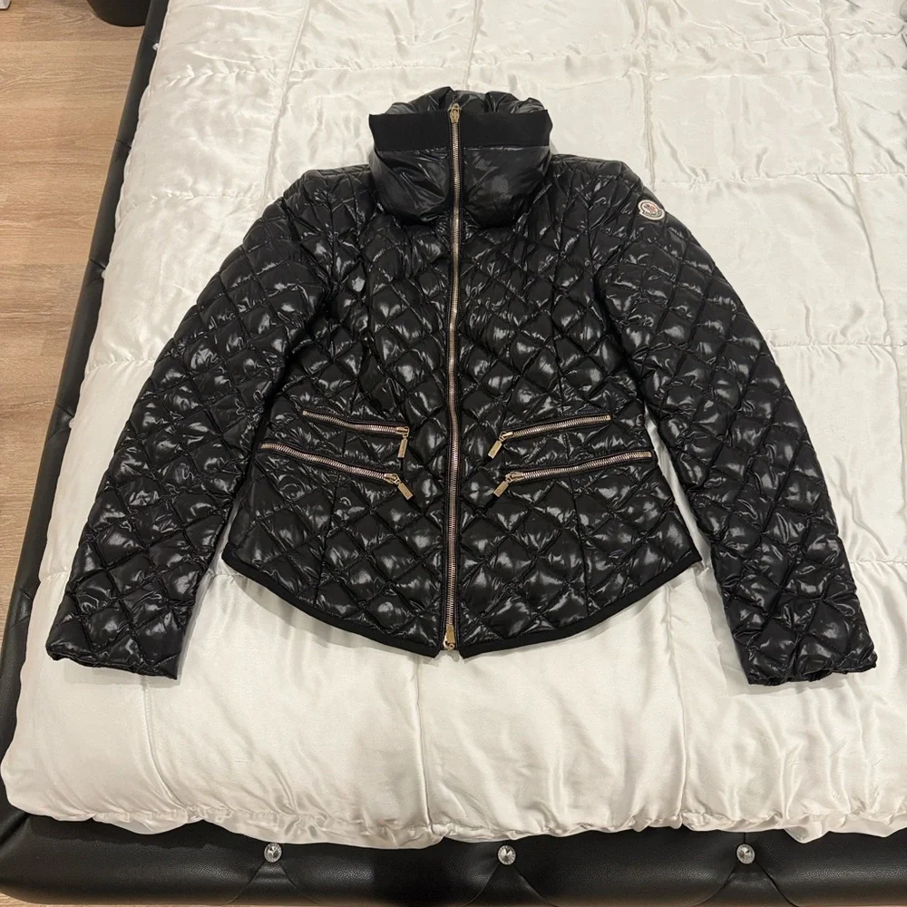 Moncler Shiny Black Women's Puffer Jacket - Picture 1 of 9